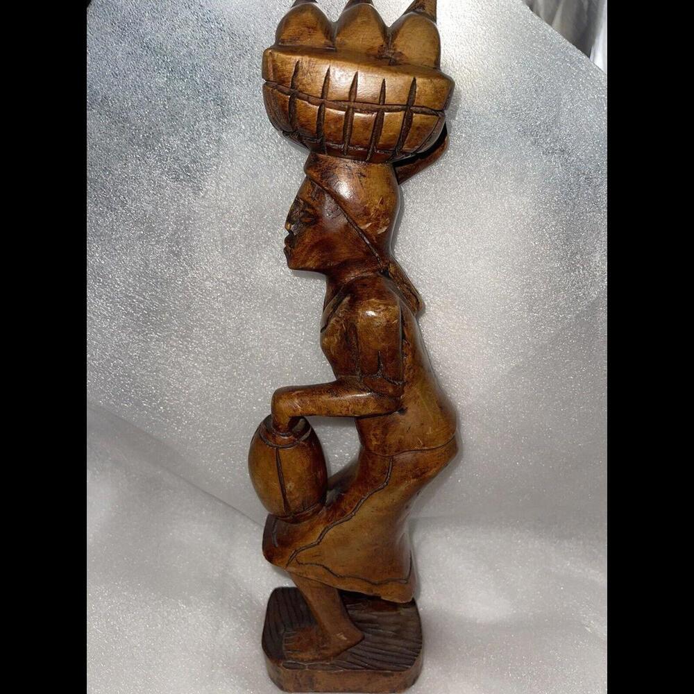 Wooden Hand Carved Large African Tribal Woman Sculptures Figurine#16A - Picture 3 of 5